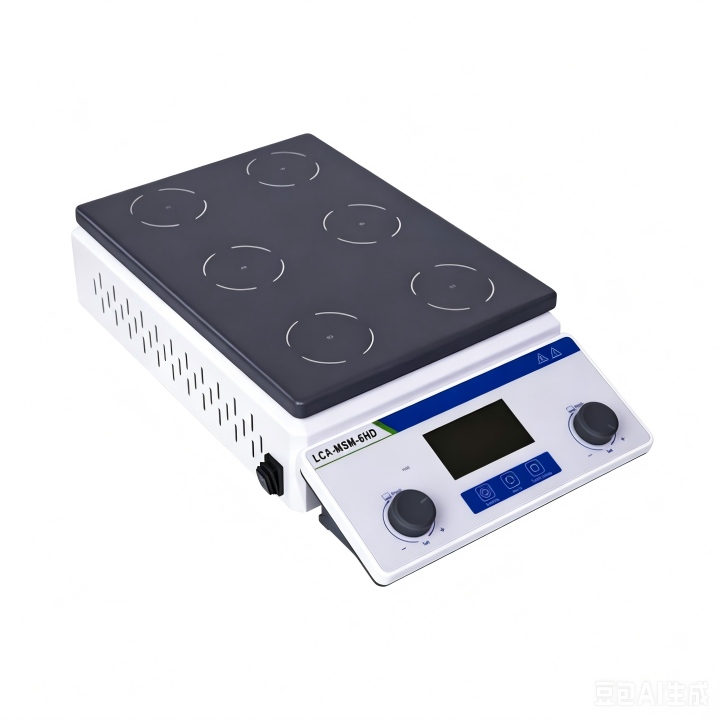 Powder Supply Single-phase,AC220V,50-60Hz Display LCD Speed Ranger 100～1600rpm Timer Range 1min～99h59min Temperature Range RT+5℃～150℃ Temperature Accuracy ±3℃（measured after 20 min stabilization） Stirring Positions 6 Maximum Stirring Volume 0.8L（H₂0）*6 channels Plate Material 304 Stainless Steel + PTFE Coating Motor Type DC Brushless Motor Working Area Size Approx.L210*W290mm